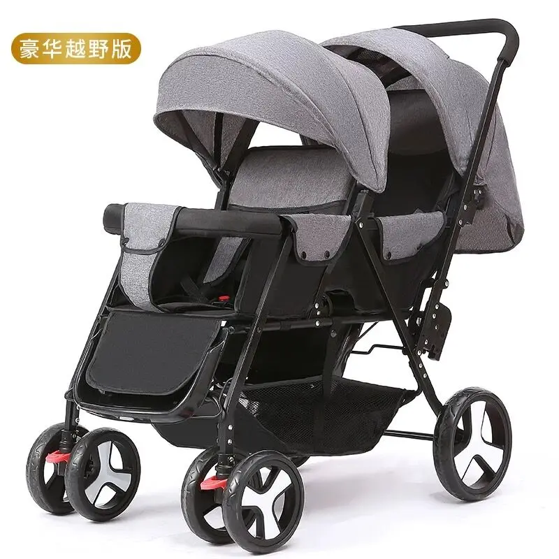 Аутентичная детская коляска для близнецов, передняя и задняя, на колесиках, размер, двойная, двойная, детская коляска для сидения - Цвет: E3