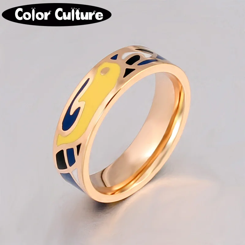 

Dubai Jewelry New Design Style Ceramic Ring Colorful Ring Stainless Steel Gold-color Plated Mom gift pcjz037