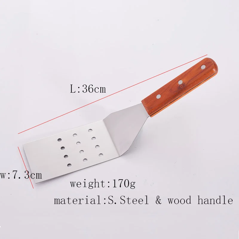 Лопаточка из нержавеющей стали для барбекю гриль квадратный конец лопатки с деревянной ручкой