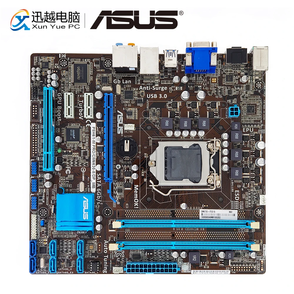

Asus P8H61-M PRO/CM6630/DP Motherboard H61 Socket LGA 1155 For Core i3 i5 i7 DDR3 16G SATA3 USB3.0 uATX Original Used Mainboard
