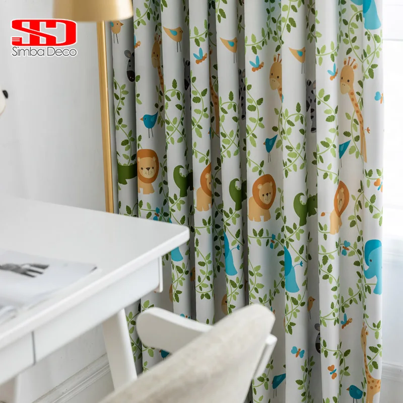 

Cartoon Blackout Curtains for Living Room Printed Animals Cute Drapes for Kids Bedroom Giraffe Children Window Treatments Panel