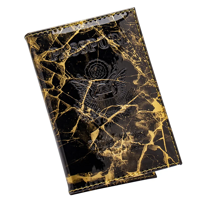 

USA Granite grain yellow pu leather passport holder passport cover credit card holder bag ticket clip with traveling