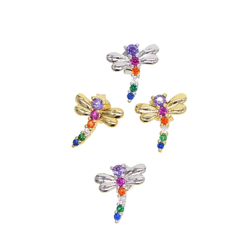

2019 Korean summer new Fashion cute lovely animal Dragonfly stud earring for girl women gold silver color sweet adorable jewelry