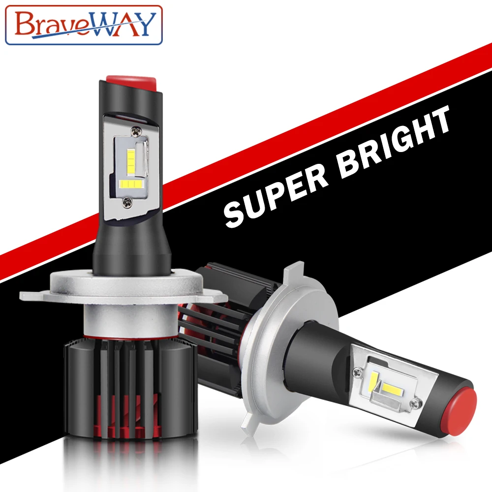 

BraveWay Turbo LED Light Bulbs for Motorcycle Cars H11 LED H4 HB4 HB3 H7 Lamps H1 LED Headlight H7 LED 12V 55W 6500K 13000LM