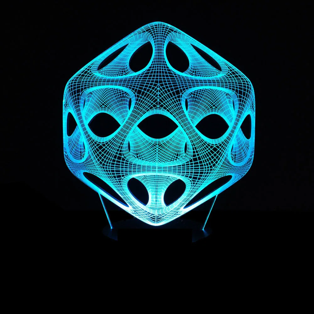 Новые абстрактные 3d ночной светильник 7 красочный сенсорный пульт
