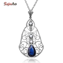 Szjinao натуральный жемчужный кулон для женщин друг навсегда сапфир 925 пробы серебряные украшения со стразами люстра коробка