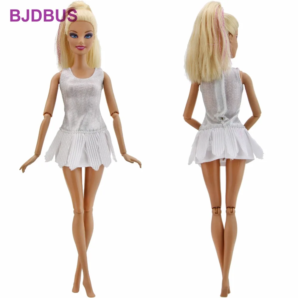 

1x High Quality Mini Dress Sexy Ballet Skirt Waistcoat Elastic Silvery Clothes For Barbie Doll Accessories Kids Halloween Gifts