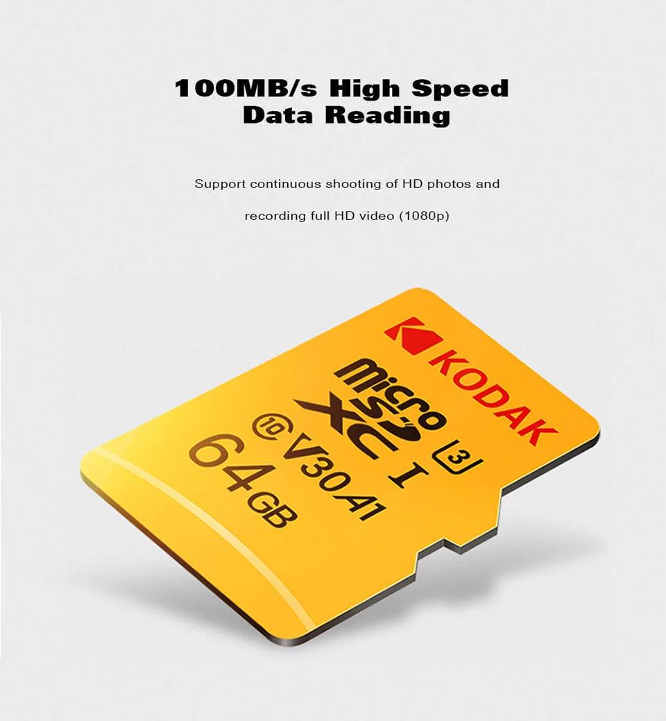 Kodak высокоскоростная карта Micro SD 32 Гб 64 Гб класс 10 U3 4K карта памяти 128 ГБ карта флэш-памяти mecard Micro sd kart