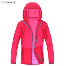 Facecozy женская уличная летняя куртка для кемпинга Женская однотонная быстросохнущая Рыбацкая куртка с капюшоном на молнии с карманами анти-УФ тонкие куртки