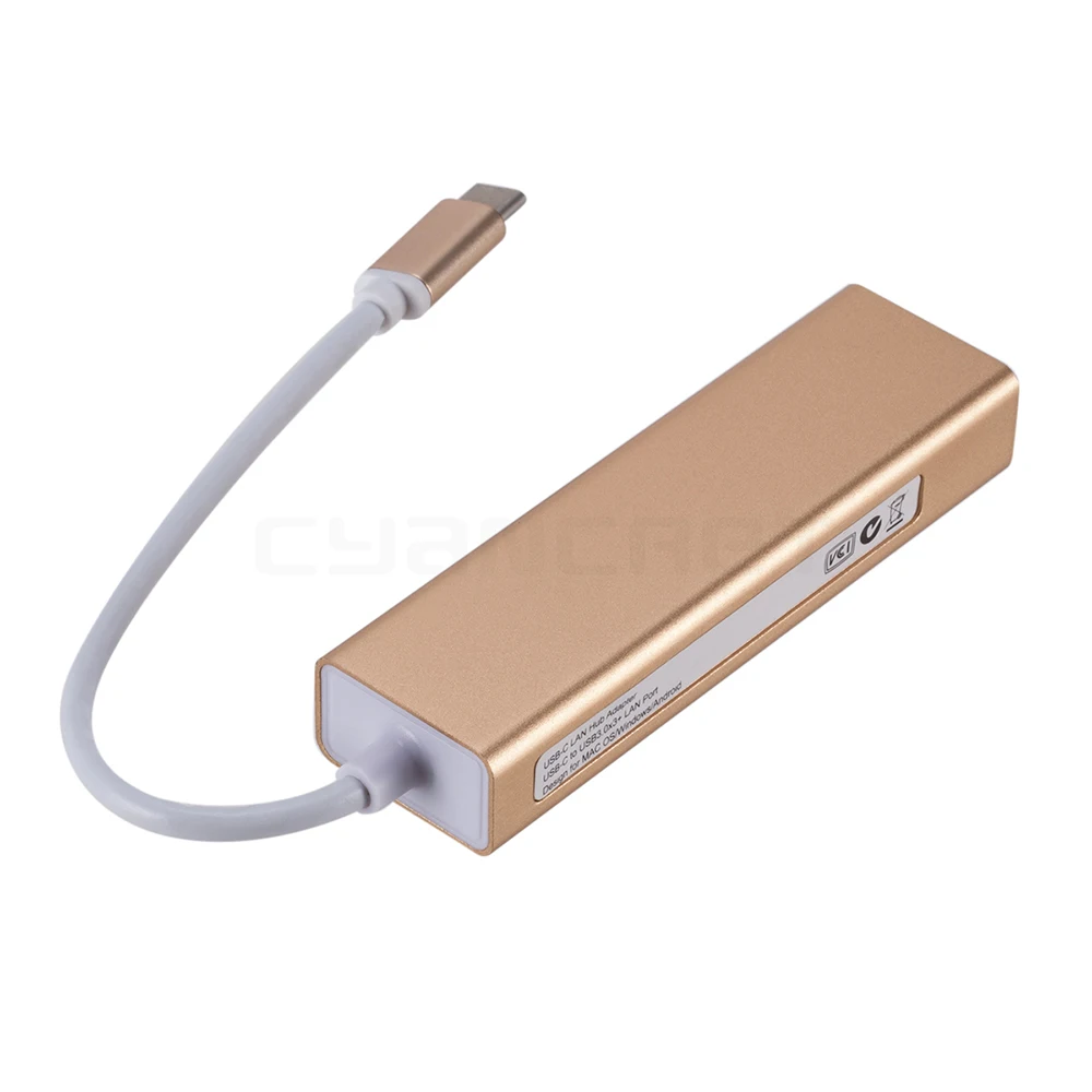 Адаптер type-C Док-концентратор USB-C 3,1 к USB 3,0x3 Ethernet LAN RJ45 сетевая карта конвертер передачи данных для ноутбука MacBook Windows