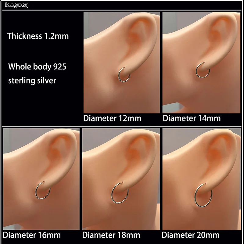 複数のサイズ 925 スターリングシルバー簡易耳の骨フープイヤリング 