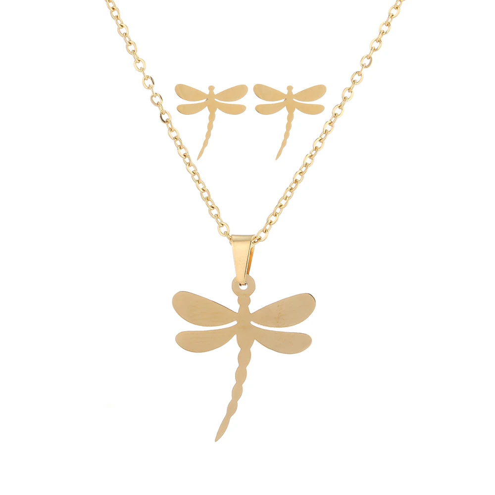 

Fashion Gold Color Stainless Steel Lovely Girl Little Girl Kids Necklaces & Earrings Jewelry Sets Women