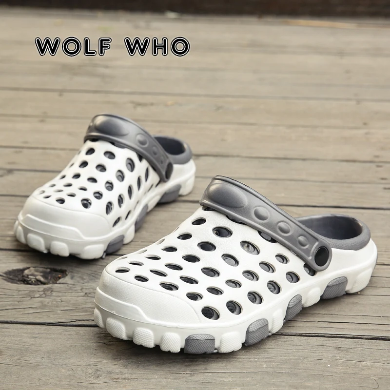 

WOLF WHO Men Summer Shoes Sandals New Comfortable Beach Flip Flops Slip On Male Slippers Mesh Light Unisex Shoes Masculina X-043