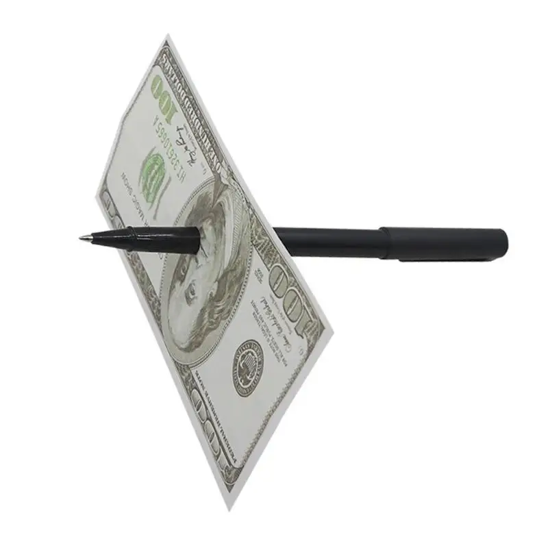 

Double-head Bill Penetration Pen Plastic Oil-proof Banknote Piercing Ball Pen Street Magic Tool for Magic Trick Props