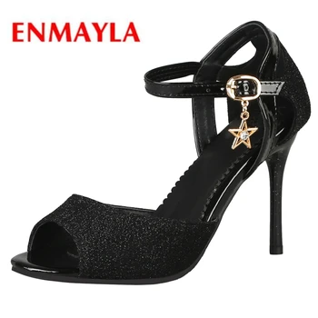 

ENMAYLA Synthetic Basic Casual Zandalias De Verano Mujer Woman Shoes High Heel 2019 Summer Fashion Shoes Size 34-43 LY1031