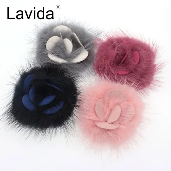 

Lavida F51 4pc Mink Flower Pom Poms Fur Ball/Jewelry Making/DIY/Keychain Shoes Clothes Materials/Jewelry Accessories