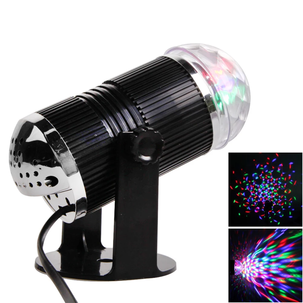 

TSLEEN Free Shipping! EU US Plug 3W LED RGB Stage Light Auto Rotating Crystal Laser Disco DJ Lamp