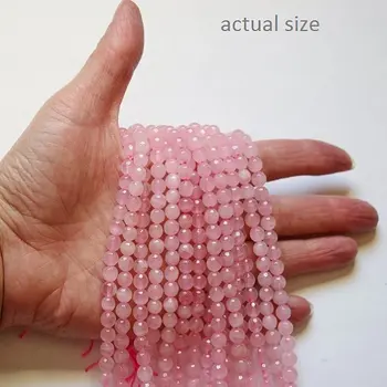 

Natural Faceted Rose Quartz beads - Round 6 mm beads, Gemstone Beads - Full Strand 15 1/2", 62 beads, A-Quality