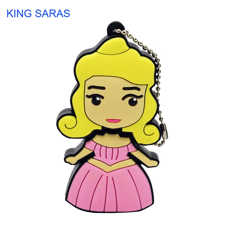 Модель с милой принцессой из мультфильма KING SARAS, usb флеш-накопитель 2,0, 4 ГБ, 8 ГБ, 16 ГБ, 32 ГБ, 64 ГБ, милый подарок - Цвет: Pink