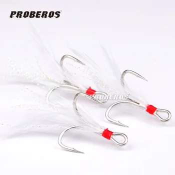

Wholesale 100pcs/Lot Fishing Hook White Red Fly Tying Hooks Treble Hooks Fishhook Carp Hook 2# - 8# Free Shipping