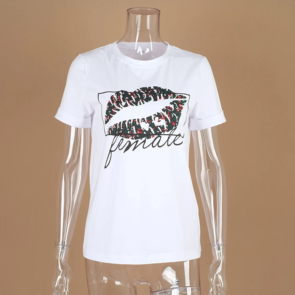 مثير الشفاه طباعة قمم الصيف المرأة الأبيض T قميص 2019 بسيطة عارضة يا الرقبة كوع تي أنثى قميص قصيرة الأكمام البرية المحملة قمم مثير الشفاه طباعة قمم الصيف المرأة الأبيض T قميص 2019 بسيطة عارضة يا الرقبة كوع تي أنثى قميص قصيرة الأكمام البرية المحملة قمم