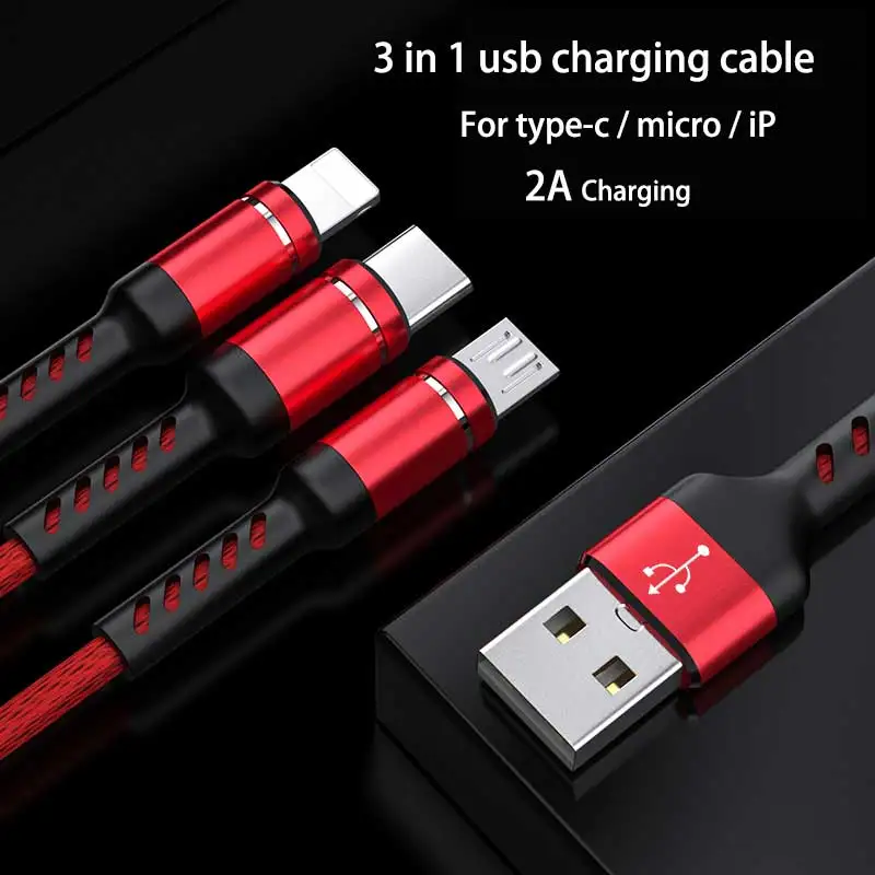 

Usb charging cable for huawei samsung type-c cable for xiaomi oppo multi 3 in 1 charge cord for oneplus fast micro usb cable