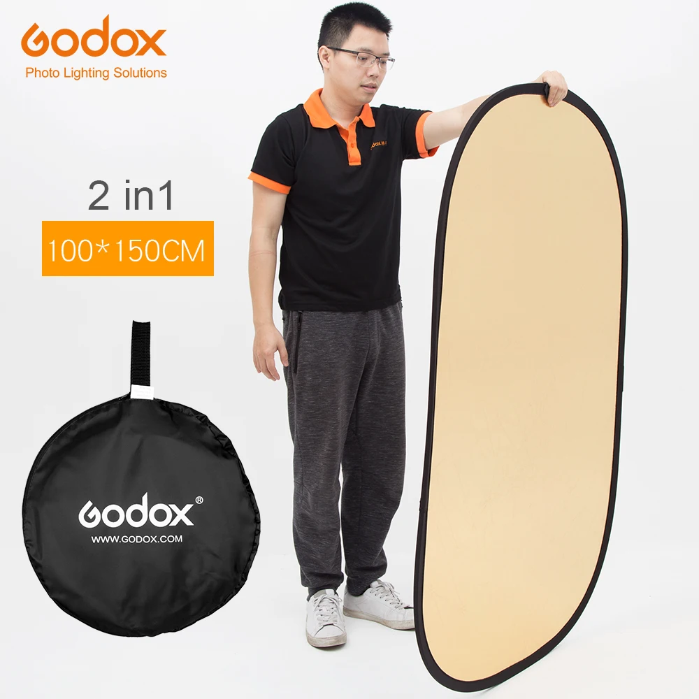 Godox 100*150 см 2 в 1 золотой и серебряный портативный отражатель для фотосъемки
