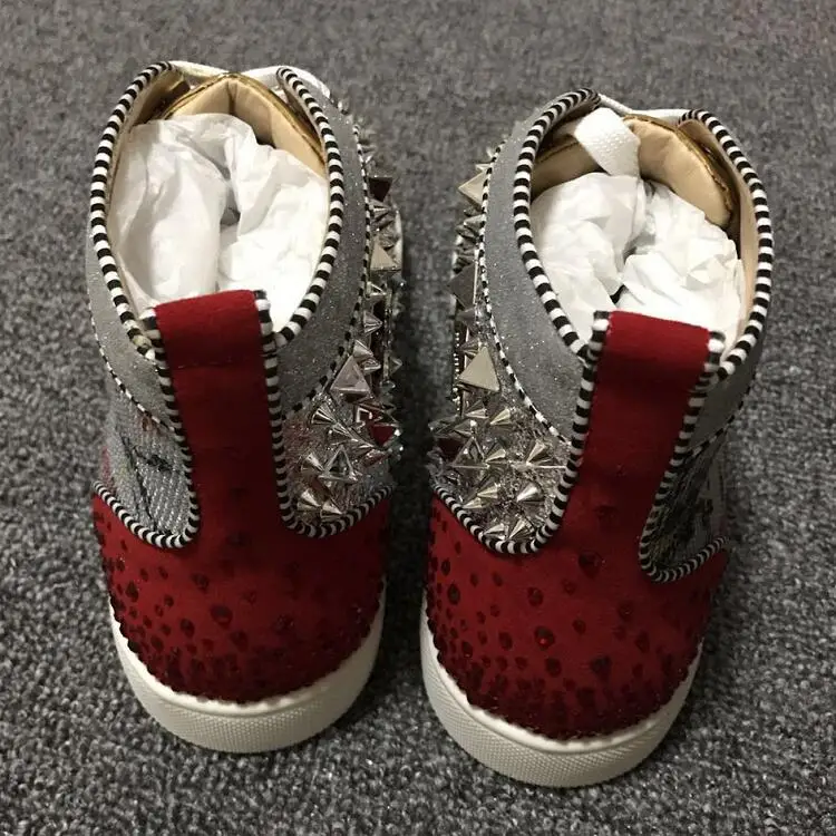 NEW 2019 okkdey Designer Sneakers High top Red Bottom shoes Wholesale Luxury Shoes For Men Women Shoes Leather Sneakers