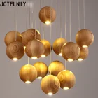 2017 Solid wood chandelier modern Chinese Japanese Nordic creative minimalist living room dining three single-head  wooden lamp