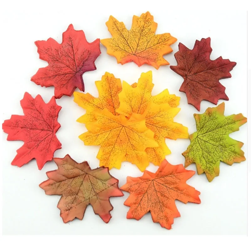 

100Pcs Artificial Silk Maple Leaves For Home Wedding Party Decoration Scrapbooking Craft Multicolor Fall Vivid Fake Flower Leaf