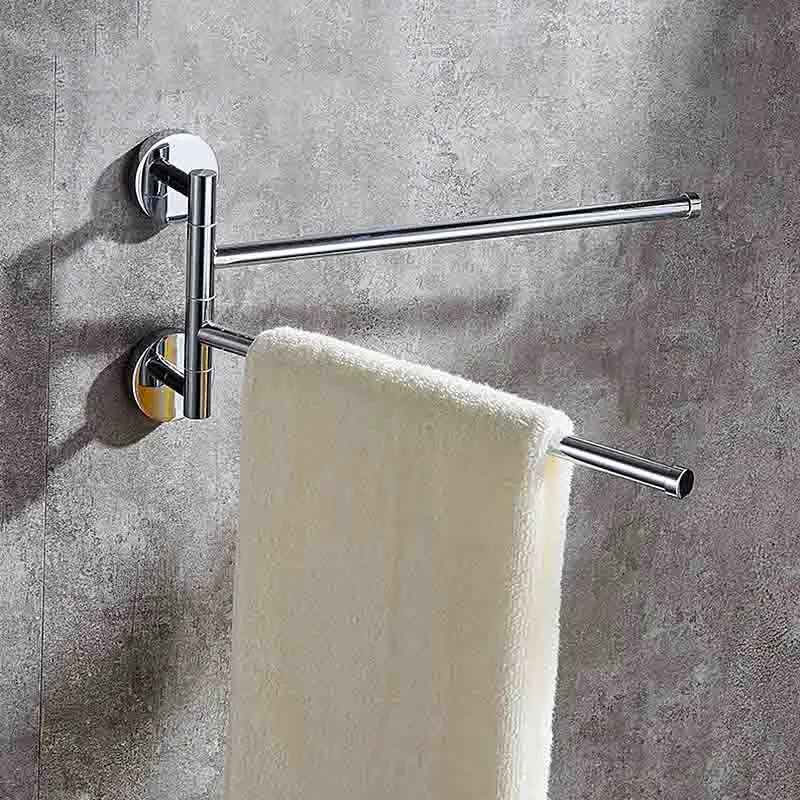 

Stainless Steel Storage Shelf 360 Degree Rotation Towel Holder Bars Home Storage Rack Bathroom Organizer