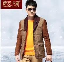 Khaki thicken Single-breasted warm casacos masculino 2016 manteau homme winter dress men clothes brands casaco masculino 3XL