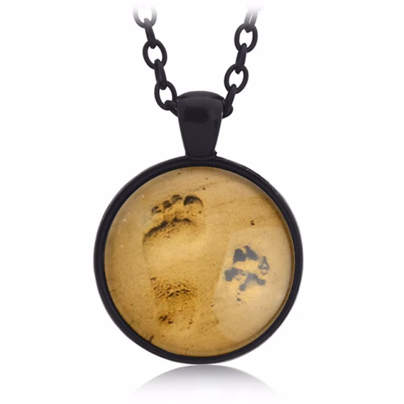Винтажный песок ноги стеклянное подвесное ожерелье брелок собачья лапа брелок для ключей для любителей собак подарок для друзей, ювелирное изделие