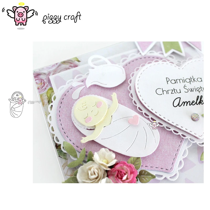 

Piggy Craft metal cutting dies cut die mold Sleeping baby decoration Scrapbook paper craft knife mould blade punch stencils dies