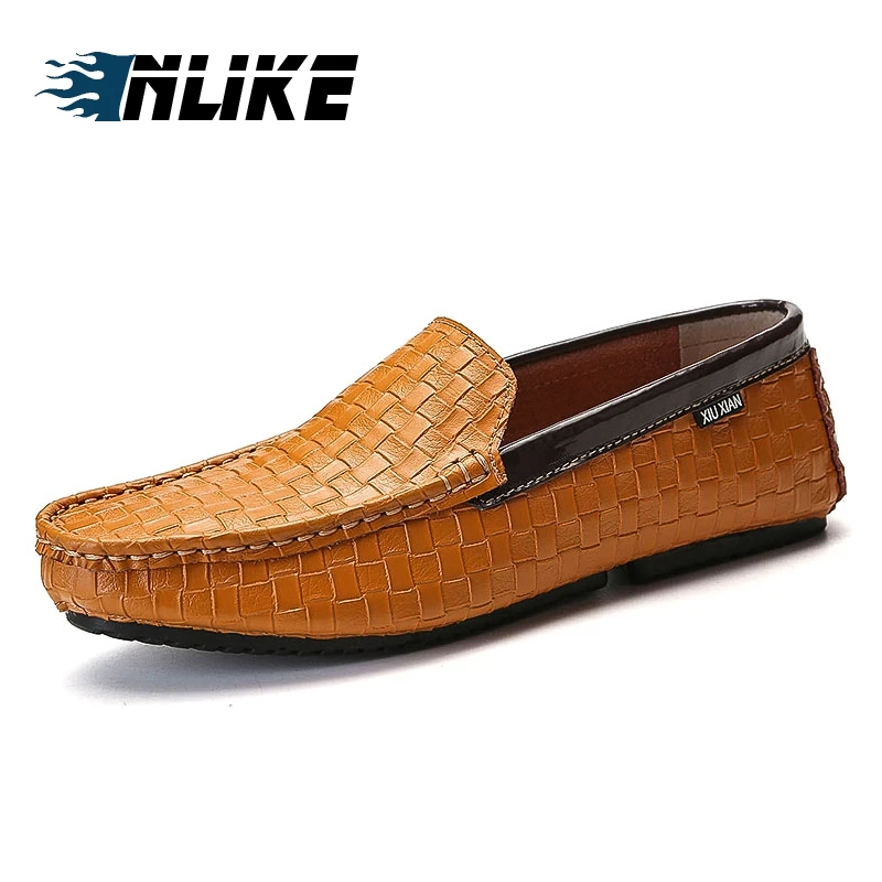 

INLIKE Mens High Quality Moccasins Men Genuine Leather Loafers Men Slip-on Breathable Driving Shoes Men Moccasin Boat Shoes