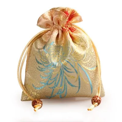 

Thicken chrysanthemum Small Packaging Bag Drawstring Silk Brocade Gift Pouch Jewelry Trinket perfume Makeup Tools Storage Pocke