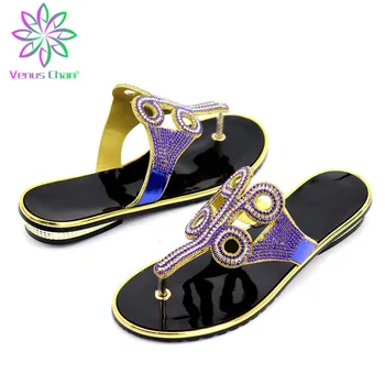 

Latest Design African Women Wedding Shoes Decorated with Rhinestone Summer Low Heeled Shoes for Women Elegant Slip on Party Shoe