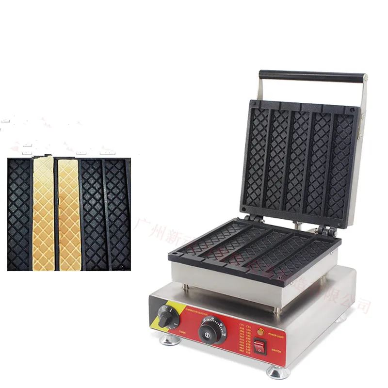 

110V/220V Commercial 5pcs Electric Waffle Maker Machine 21.5cm Square Dutch Non-stick Waffle Stick Muffin Maker Machine