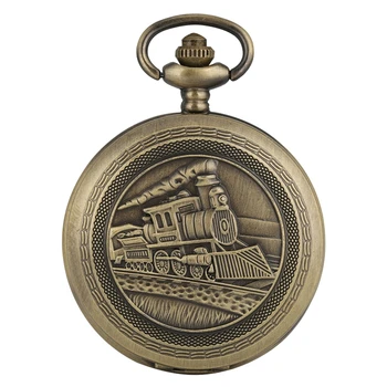 

Antique Retro Locomotive Train Pattern Quartz Pocket Watch Bronze Steampunk Necklace Pendant Chain Art Collectible Unisex Gifts