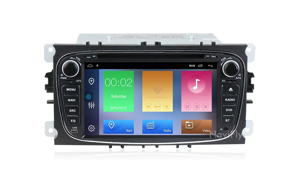 Discount NaviFly 2 Din Android 9.1 AutoRadio GPS navigation for FORD/Focus/S-MAX/Mondeo/C-MAX/Galaxy 2G+32G 7808IC WIFI FM RDS USB MAP 12