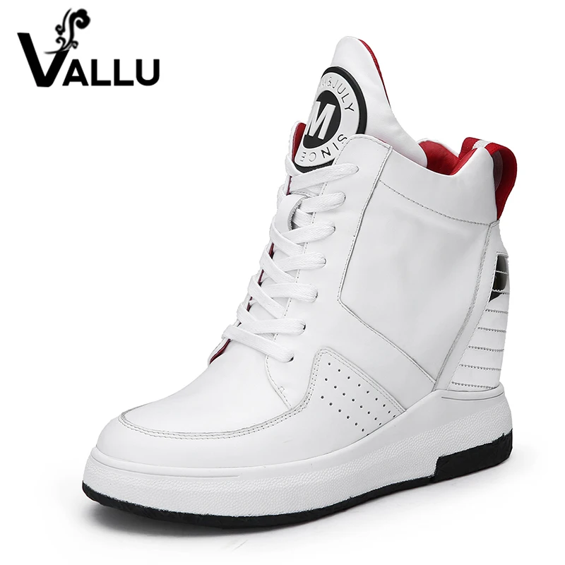 

2018 Genuine Leather Women Shoes Ankle Boots Lace Up Height Increasing Mixed Color Letters Platform Female Sneakers