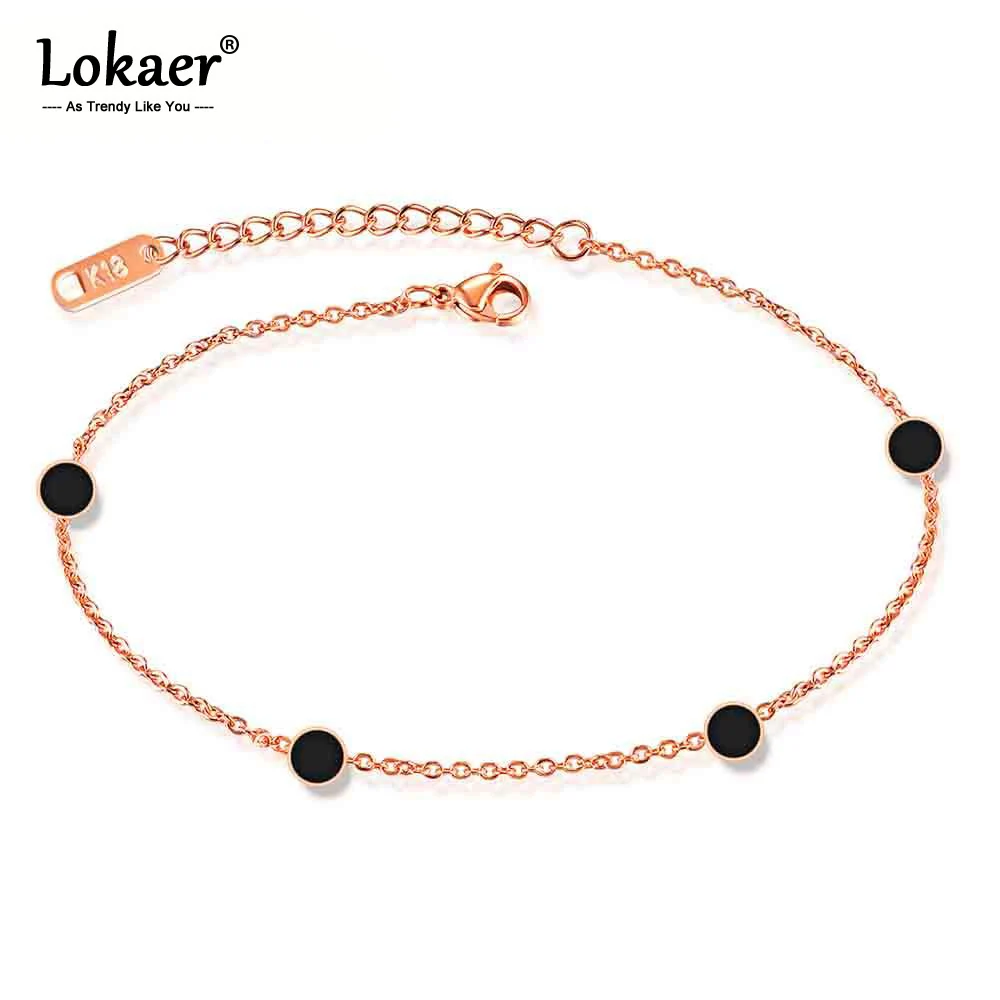 

Lokaer Minimalist Rose Gold Color Anklets Foot Jewelry 5Pcs Acrylic Circle Chain & Link Stainless Steel Anklets Jewelry OGZ040