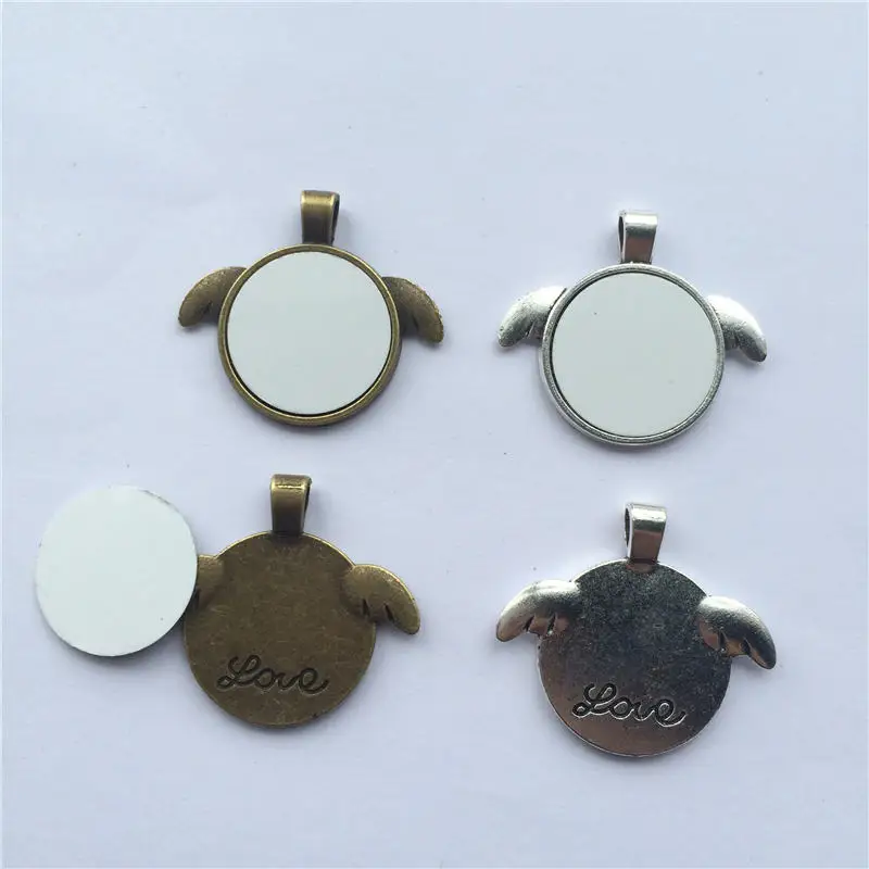 

sublimation blank angel wings pendants for women hot transfer printing diy custom jewelry consumables 30pieces/lot