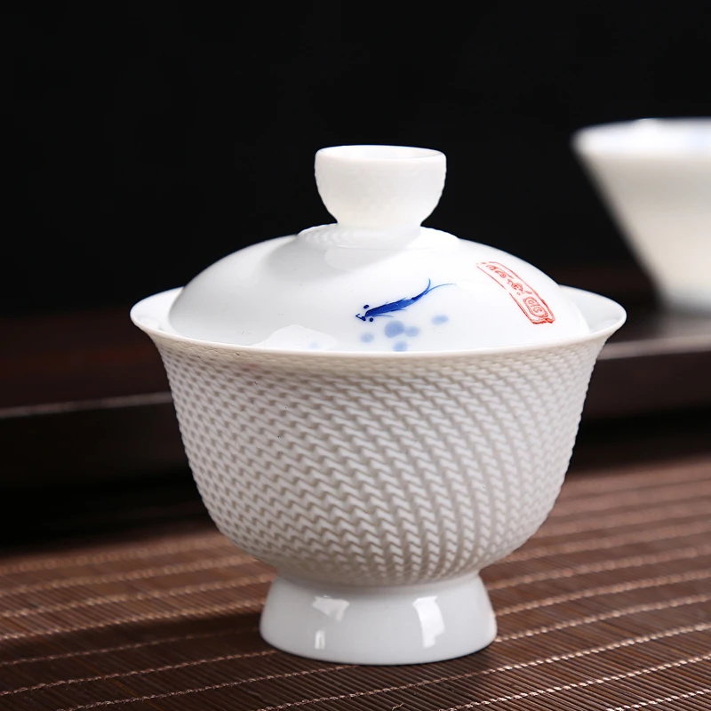 

teaware sets ceramic teapot kettle handpainted gaiwan fish teacup porcelain chinese kung fu tea set
