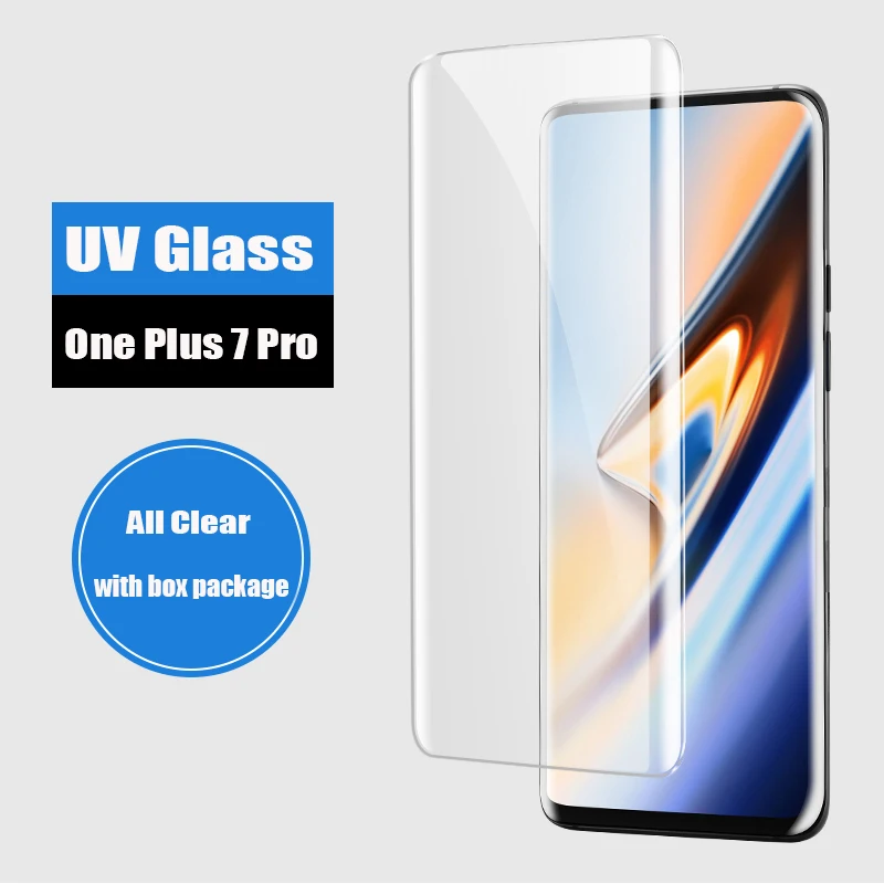10D УФ стекло для Oneplus 7 Pro закаленное полное покрытие чехол 1 + Полное клеевое жидкое