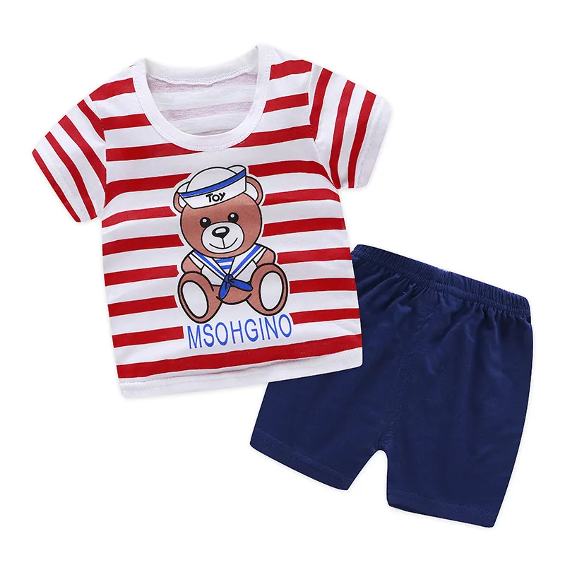 Комплект одежды для малышей из 2 предметов; летняя футболка с рисунком+ шорты; одежда для маленьких мальчиков и девочек