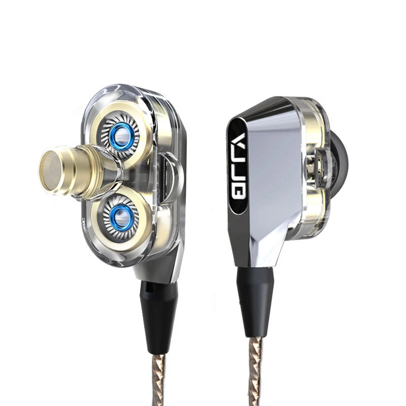 

VJJB V1S Heavy subwoofer double action mobile phone universal hanging ears earbuds ear k song wired control headphones