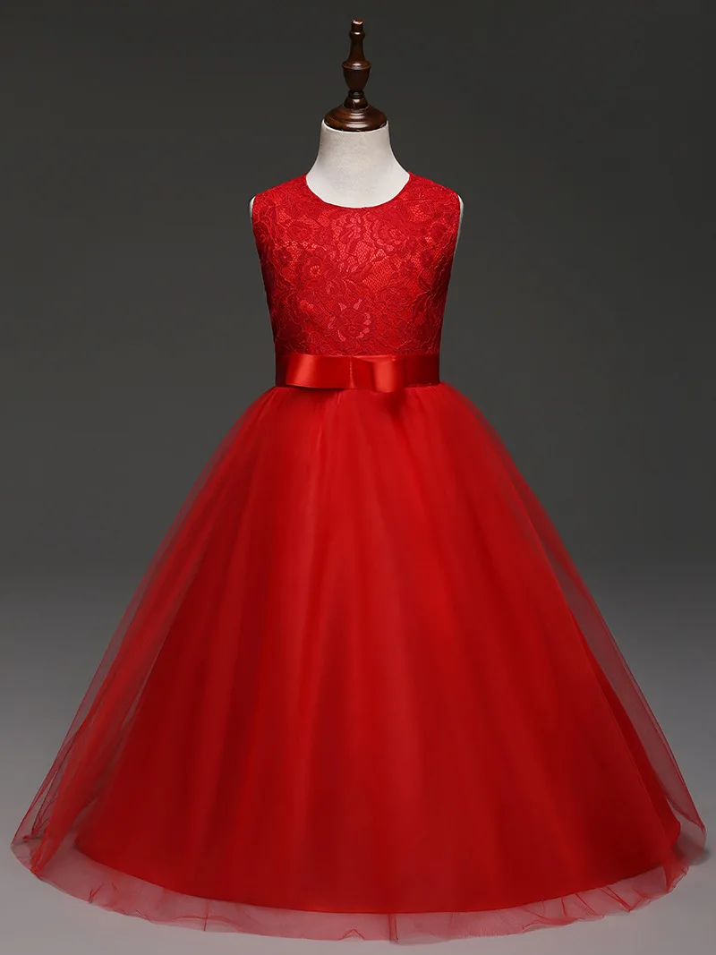 Кружевная детская одежда длиной до середины икры; От 5 до 14 лет Платья для девочек; лето г.; детская одежда; свадебное платье для девочек