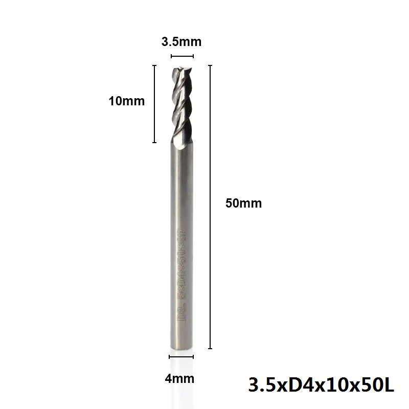 1 шт. 1-12 мм 3 флейты ЧПУ фрезерный станок бит Вольфрам Caibide спиральные концевые фрезы алюминиевые режущие концевые фрезы CNC - Длина режущей кромки: 3.5XD4X10X50L