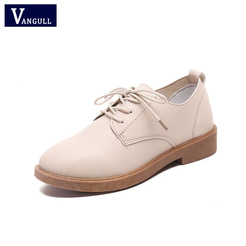 

VANGULL British style PU retro women's shoes 2019 new spring autumn round toe low shoes square heel basic casual girl pumps
